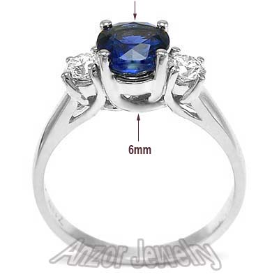 18k White Gold Sapphire Diamond Three Stone Ring R1145