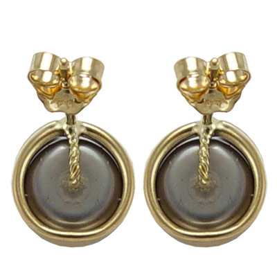 14k Gold Black Pearl Studs E206