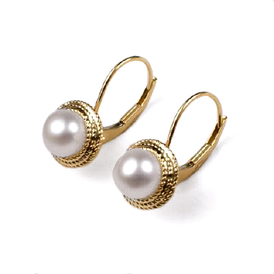14k Yellow Gold Pearl Earrings E215
