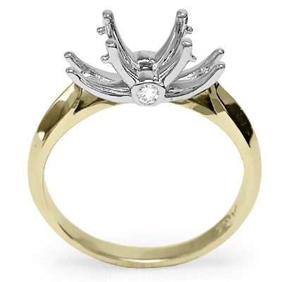 18k Two-Tone Gold Diamonds Engagement Setting Ring R1133