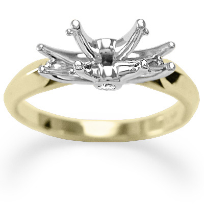 18k Two-Tone Gold Diamonds Engagement Setting Ring R1133