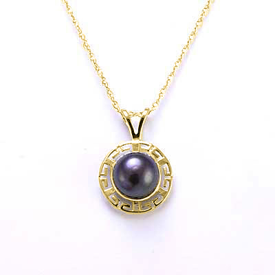 14k Yellow Gold Pearl Pendant Necklace P338