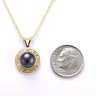 14k Yellow Gold Pearl Pendant Necklace P338