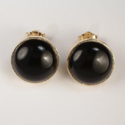 14k Gold Black Onyx Earrings E284
