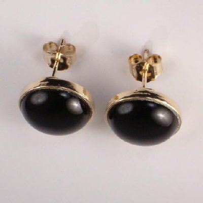 14k Gold Black Onyx Earrings E284