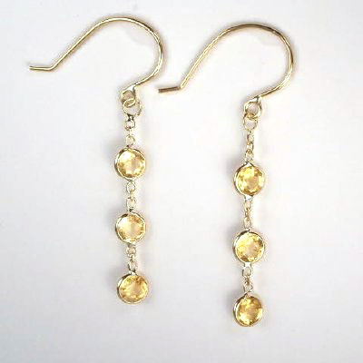 14k Citrine Dangling Earrings E298
