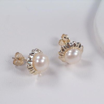14k Gold Sunflower Pearl Set S126