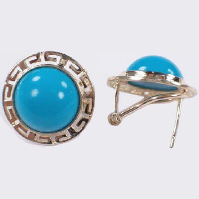 10k Gold Round Turquoise Set S133