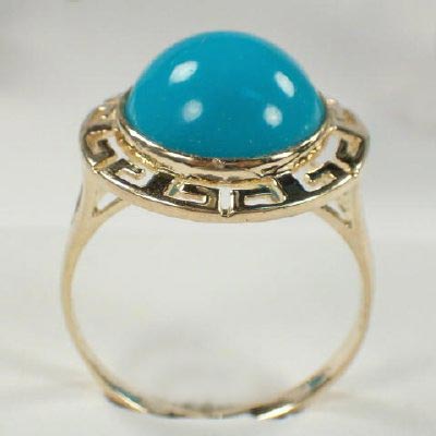 10k Gold Round Turquoise Set S133