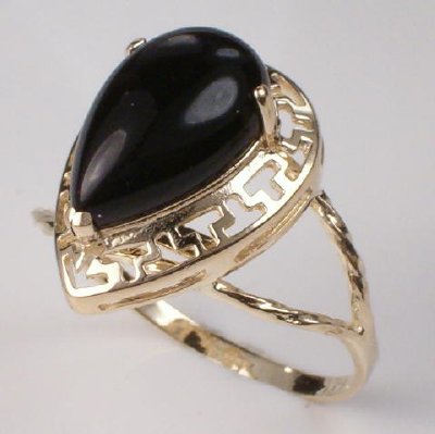 14k Gold Onyx earring ring Pendant set #S143