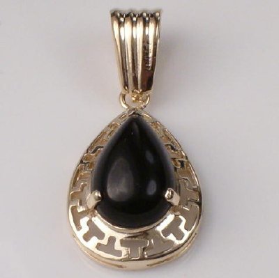 14k Gold Onyx earring ring Pendant set #S143
