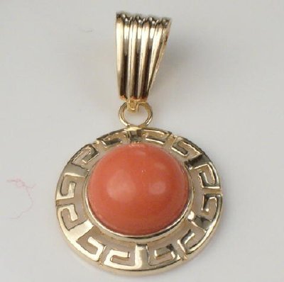 14k Gold 8mm Round Coral Set S145