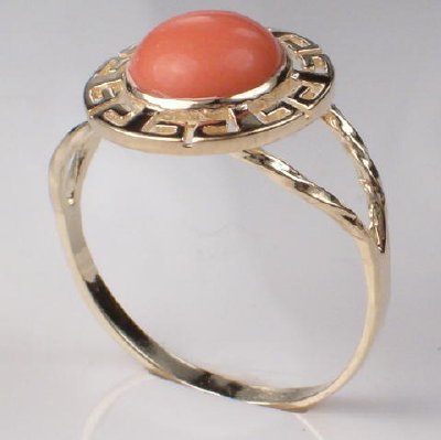 14k Gold 8mm Round Coral Set S145