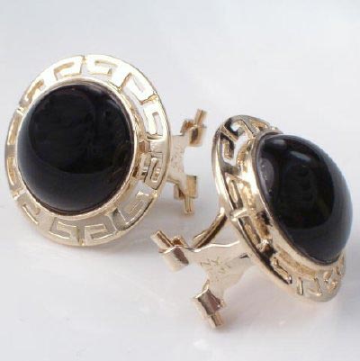 14k Gold Black Onyx Set Earrings, Pendant & Ring S150
