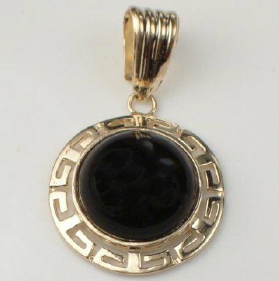 14k Gold Black Onyx Set Earrings, Pendant & Ring S150