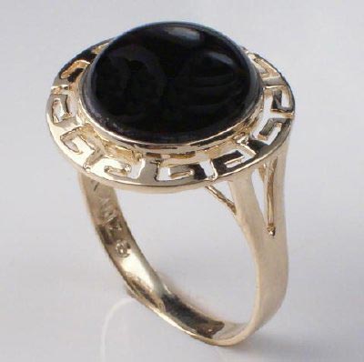 14k Gold Black Onyx Set Earrings, Pendant & Ring S150