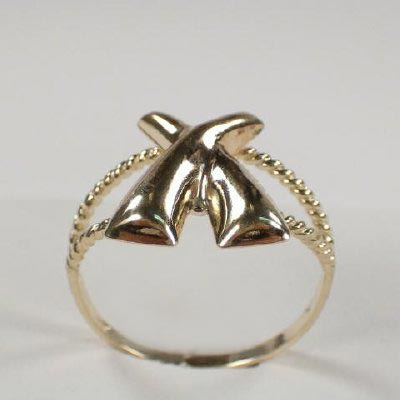 10k yellow gold Ring and Earrings Set X's design S136