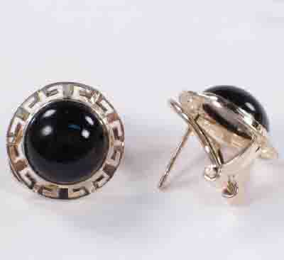 14k Gold Round Onyx Set S186