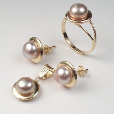 14k Gold Lavendar Pearl Set S195