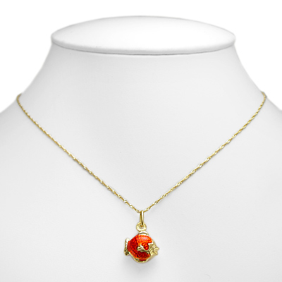14k Gold Red Fish Pendant Necklace P137