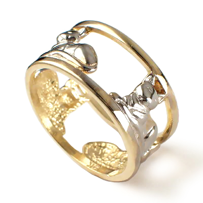 14k Gold Siamese Cat Ring R276