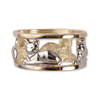 14k Gold Siamese Cat Ring R276