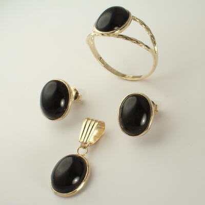 14k Gold Black Onyx Set S202