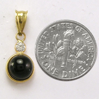 14k Gold Black Onyx Pendant P176