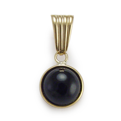 14k Gold Black Onyx Pendant P178