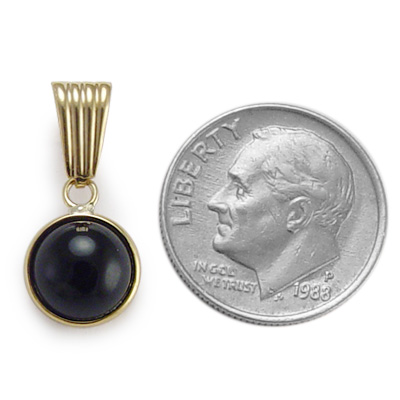 14k Gold Black Onyx Pendant P178