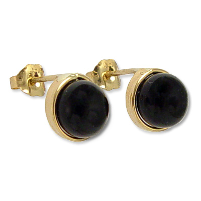 14k Gold Black Onyx Studs E330