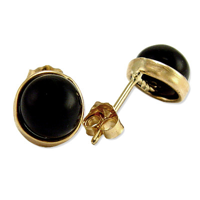 14k Gold Black Onyx Studs E330