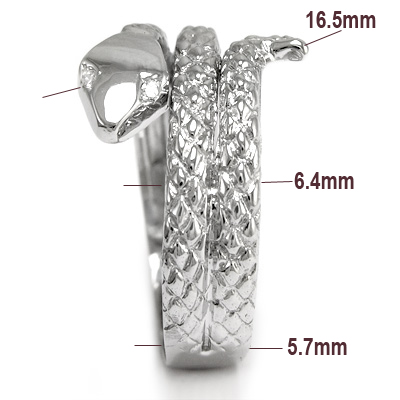 Men's 14k White Gold Serpent Diamond Ring #R933