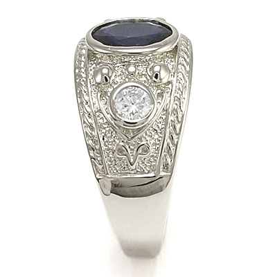 Men's 14k White Gold Ceylon Sapphire Ring R940