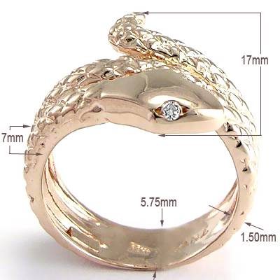 Men's 14k Rose Gold Twisted Serpent Diamond Ring #R932