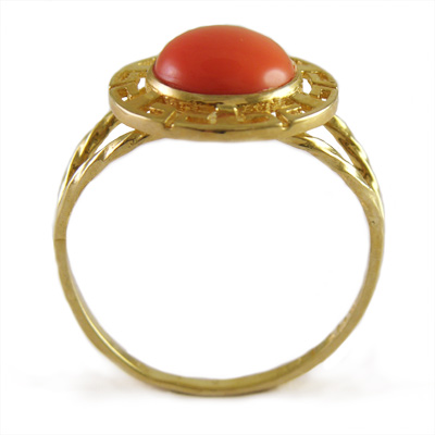 14k Gold Greek Coral Ring R946 14k Gold Greek Coral Ring R946