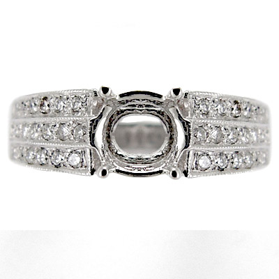 14k White Gold Diamond Semi-Mount Ring R948