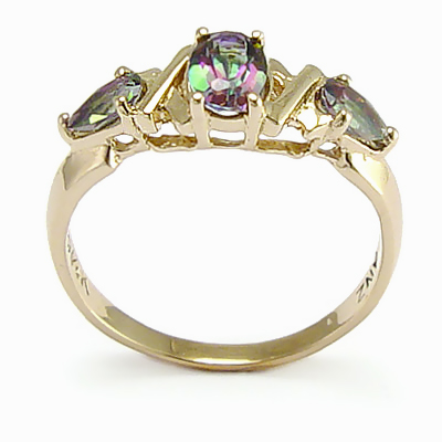 Three Stone Topaz Mother's ring Solid 14k Gold R443