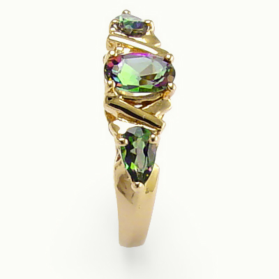 Three Stone Topaz Mother's ring Solid 14k Gold R443