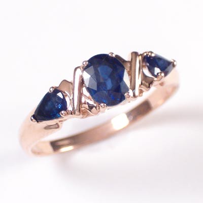 14k Rose Gold Sapphire Three Stone ring R411