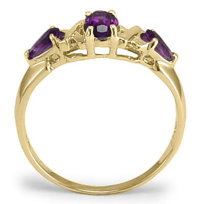 Three-Stone Mother's Siberian amethyst ring 14K R407