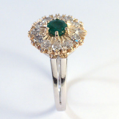 Russian Style Diamond and Emerald ring 585 R396