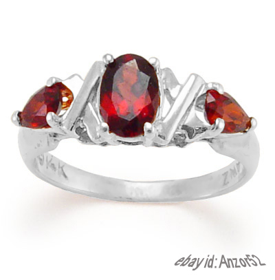 14k Gold Garnet Three Stone Ring R400 14k Gold Garnet Three Stone Ring R400