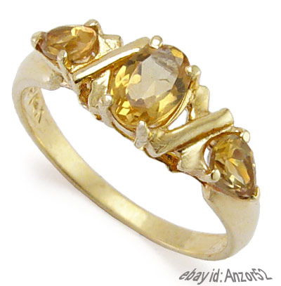 Mother's ring Solid 14k Gold Citrine R403