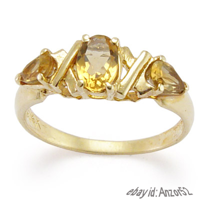 Mother's ring Solid 14k Gold Citrine R403