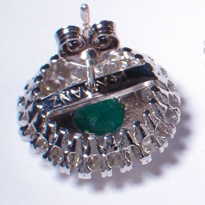 14k Gold Emerald & Diamond Russian style Earrings #E403