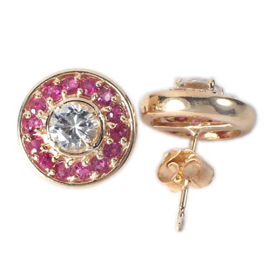 14k Gold Ruby & Topaz Earrings E387