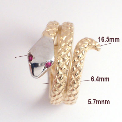 14k Gold Twisted Serpent Ruby Ring #R341 14k Gold Twisted Serpent Ruby Ring #R341