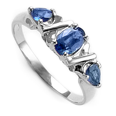 Sapphire Ring 14k White Gold R325