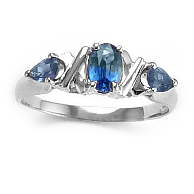 Sapphire Ring 14k White Gold R325